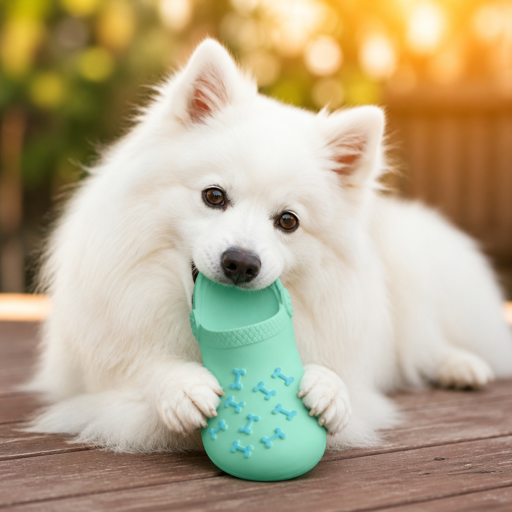 Interactive Squeaky Slipper Dog Chew Toy