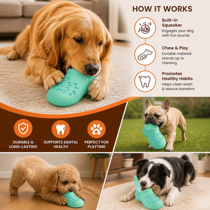 Interactive Squeaky Slipper Dog Chew Toy