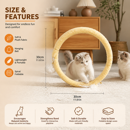 Foldable Spiral Cat Play Tunnel with Hanging Bell
