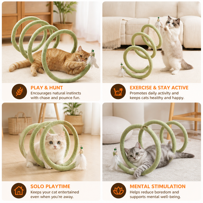 Foldable Spiral Cat Play Tunnel with Hanging Bell