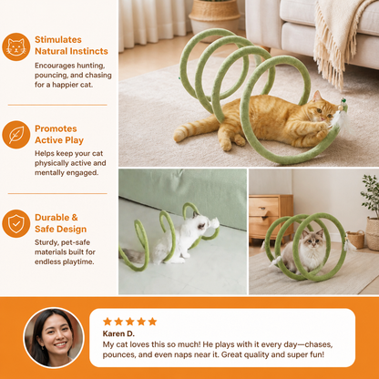 Foldable Spiral Cat Play Tunnel with Hanging Bell