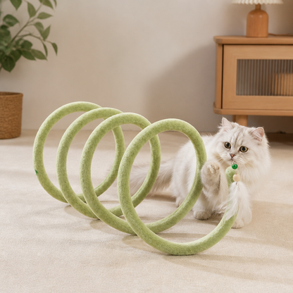 Foldable Spiral Cat Play Tunnel with Hanging Bell