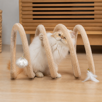 Foldable Spiral Cat Play Tunnel with Hanging Bell