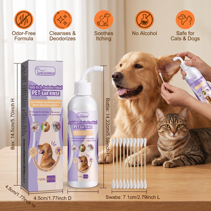 Gentle Pet Ear Cleaner – Odor-Free Formula for Dogs & Cats