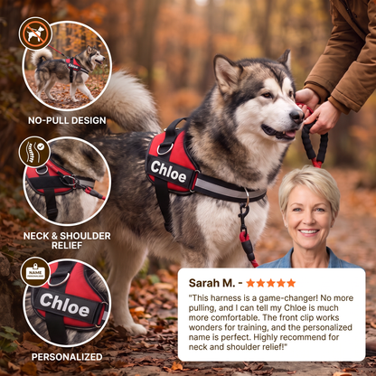 Personalized No-Pull Dog Harness with Front D-Ring – Designed for Neck & Shoulder Relief