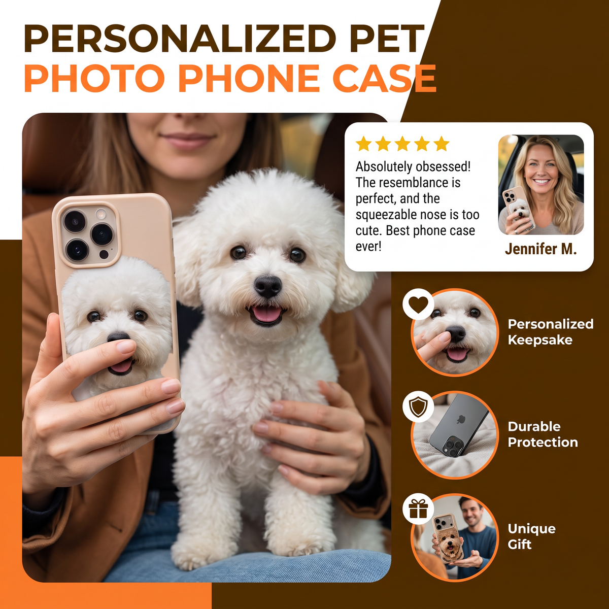 Personalized Pet Photo Phone Case with 3D Squeezable Nose