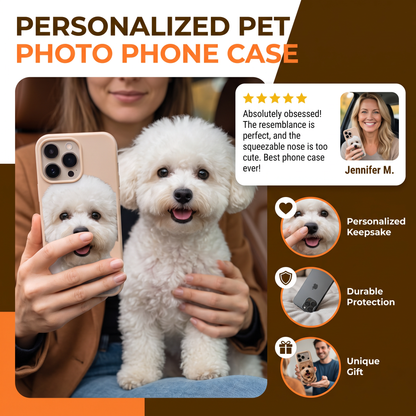 Personalized Pet Photo Phone Case with 3D Squeezable Nose
