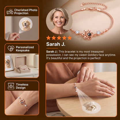 Personalized Paw Photo Projection Keepsake Bracelet