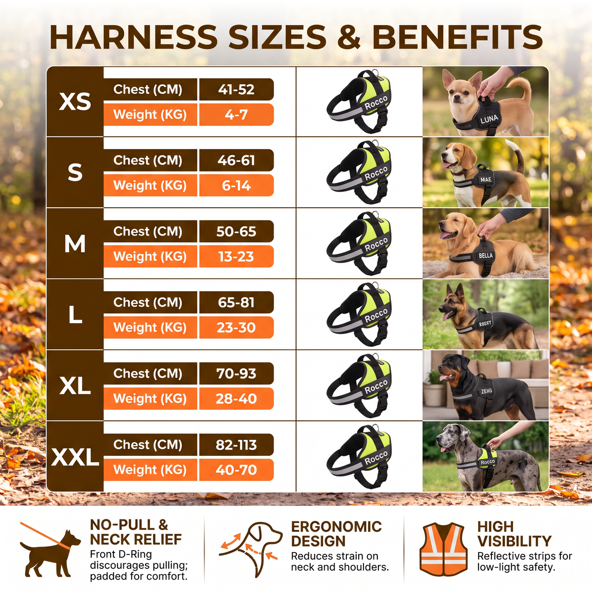 Personalized No-Pull Dog Harness with Front D-Ring – Designed for Neck & Shoulder Relief