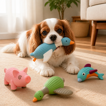 Interactive Chew & Squeak Animal Dog Toy
